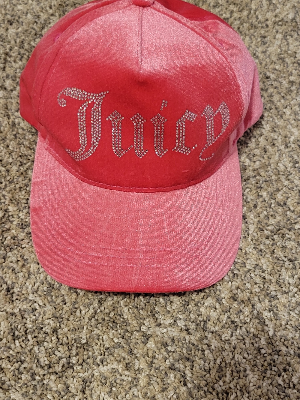 Juicy Pink Rhinestone Velvet Baseball Cap